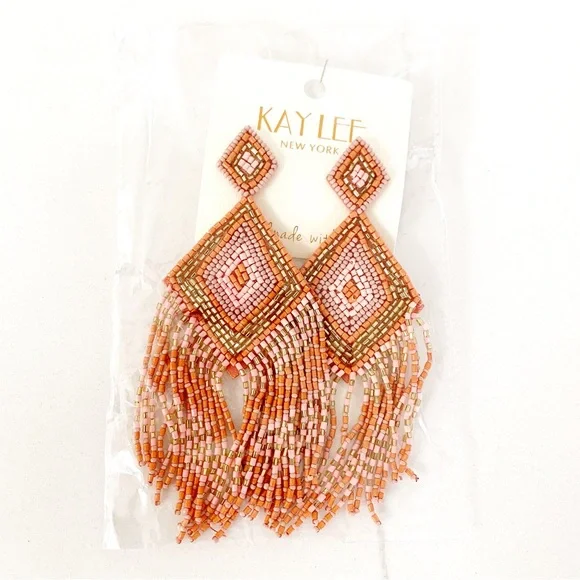 💝 FINAL SALE KAYLEE Handmade Beaded Tassel Earrings- Boho Drop Fringe Ea… - Picture 8 of 10